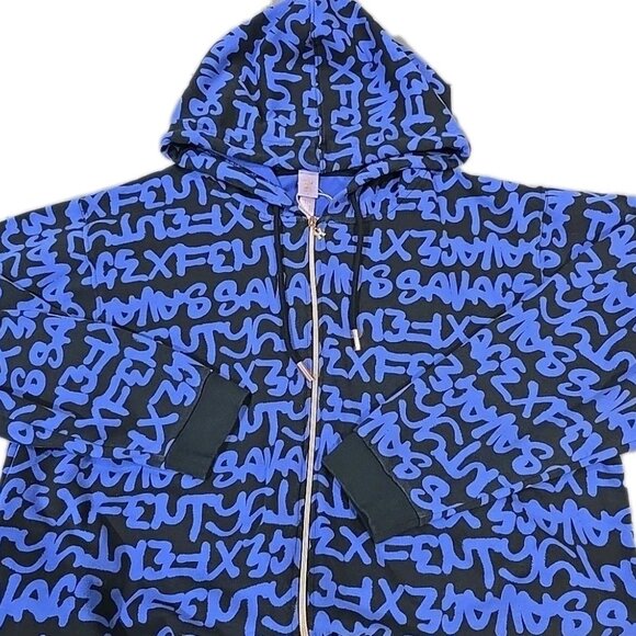 Savage X Fenty Blue Tagged Onesie Forever Savage Hooded Onesie - Picture 5 of 7